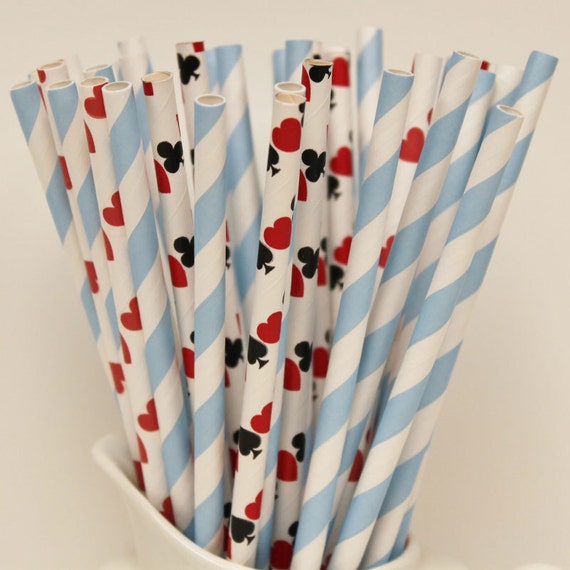 Paper Straws, 25 Alice In Wonderland Paper Straws, Paper Drinking Straws, Themed Party, Mad Hatter, Queen of Hearts, Princess, Tea Party Il_570xn