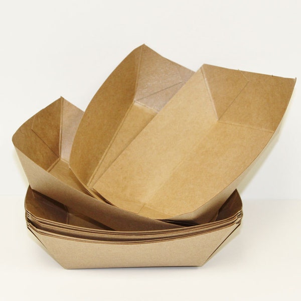 Brown Kraft Food Trays,15 Brown Paper Food Tray / Boat, Party Trays, Sandwich, Hot dog, Birthday Party, Wedding Nachos, Popcorn and Peanuts