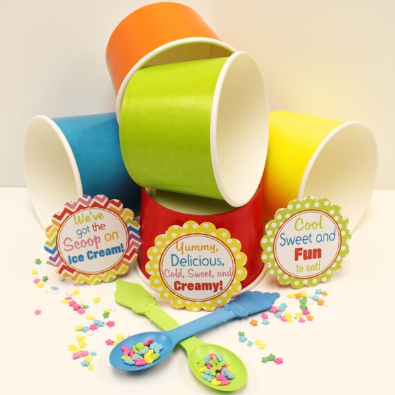 Ice Cream Cups, 10 Large Paper Ice Cream Cups, Paper Yogurt Cups Gelato Cup, Wedding Ice Cream