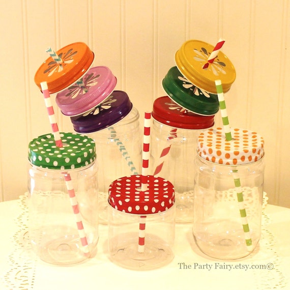 Items similar to Plastic Mason Jars, 100 Mason Jars with lids, Plastic