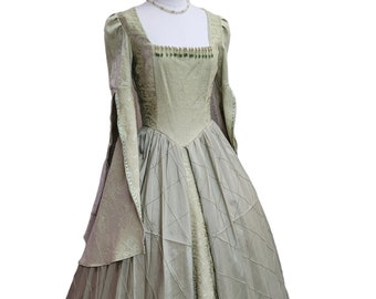 Bust 39" Sage green Taffeta Tudor Anne Boleyn Dress, Gown, Medieval Costume, Regina OUAT Evil Queen Costume, The Tudors