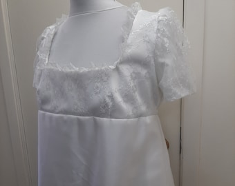 Bust 45-48" White Lace Regency Period Era Dress, Ball Gown, Jane Austen Emma Costume, Pride and Prejudice, Edwardian  R22