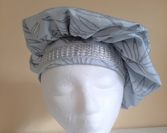 Ice Blue and Grey Muffin Cap, Tudor Renaissance Faire Costume Hat, Medieval Caul, Prince Elizabethan Hat, LARP Celtic SCA costume