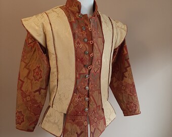 Burgundy and gold Med Renaissance Doublet