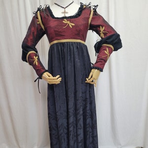 Bust 36&quot; Dragonfly Italian Gown, Tudor Dress, Ever After Medieval Costume, The Borgias Lucrezia Costume, The Tudors