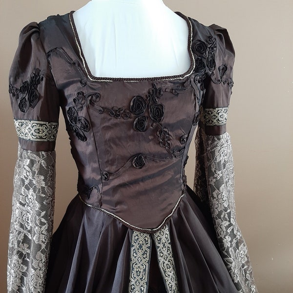 Bust 33" Dark Chocolate Tudor Anne Boleyn Wedding Dress, Game of Thrones Gown, Medieval Costume, OUAT Queen Costume, The Tudors #1