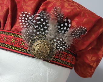 Feather Hat Pin for Muffin Tudor Cap,  Boutonniere,  Tudor Renaissance Faire Costume Hat, Medieval,  Elizabethan Hat, LARP SCA costume