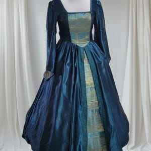 Bust 41&quot; Dark Teal Tudor Anne Boleyn Dress, Gown, Medieval Costume, Regina OUAT Evil Queen Costume, The Tudors #28