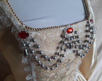 Pick a Color Silver Princess Pearl Tudor Renaissance Bodice Jewelry Jewels Medieval Brooch Pearls, Anne Boleyn Costume