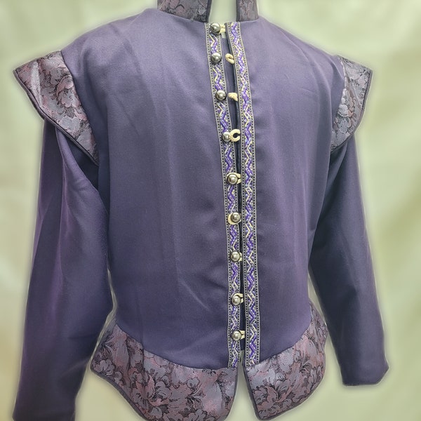 Chest 45" Plum Purple Tudor Doublet, The Tudors King Henry, Renaissance Medieval Mens Costume,  Lords Doublet  Outlander D8