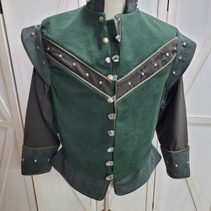 Size X-Large Chest 44&quot; Forest Green Tudor Doublet, The Tudors King Henry, Renaissance Medieval Mens Costume, Lords Doublet Outlander D29