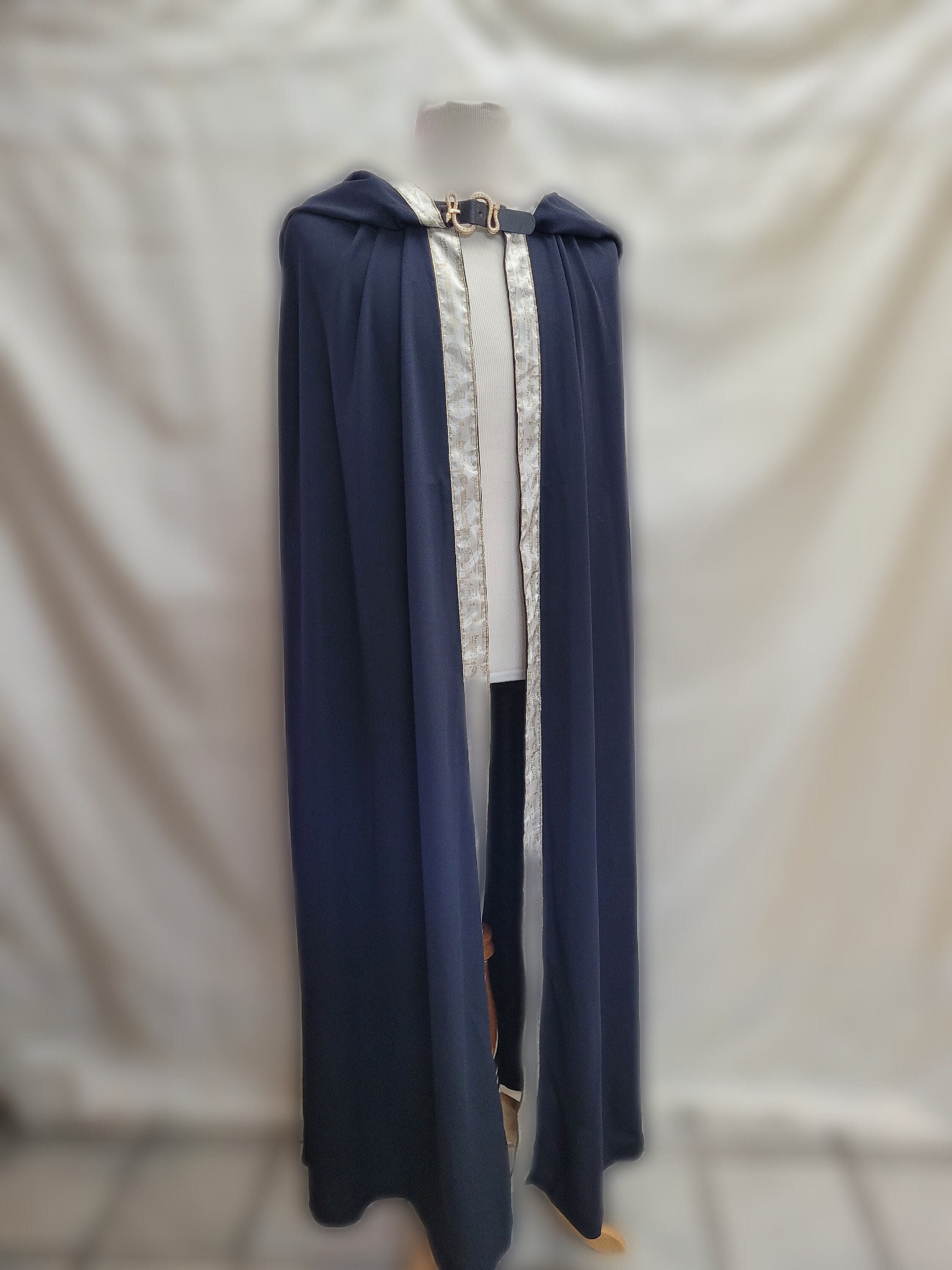 Night Court Wizard, Elven Tudor Medieval Long Cape, Woodland Elf Capelet, Cloak Hood, Renaissance Costume, Vampire Victorian Edwardian LARP