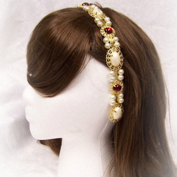 Queen Jane Pearl Medieval Renaissance Game of Thrones Filigree Circlet Head Band