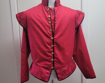 Size Large Chest 44" Scarlet Red Tudor Doublet, The Tudors King Henry, Renaissance Medieval Mens Costume,  Lords  Outlander