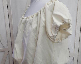 Größe XL Ivory Kurz Baumwolle Chemise, Renaissance Kostüm Hemd, Bauernhemd, Bardame, Bardame, SH11