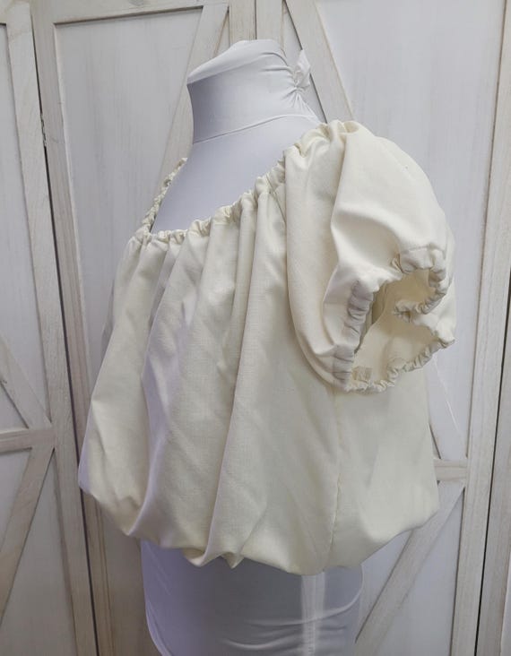 Nuisette en coton ivoire courte taille XL, chemisier de costume