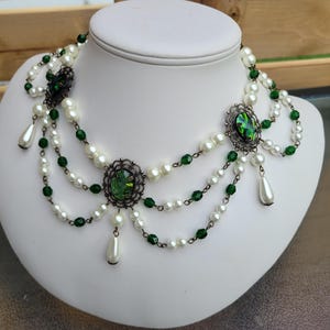 Dragon Skin Pearl Necklace, Renaissance Tudor Medieval Victorian Necklace, Anne Boleyn The Tudors Jewelry, Prom Wedding