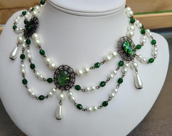 Dragon Skin Pearl Necklace, Renaissance Tudor Medieval Victorian Necklace, Anne Boleyn The Tudors Jewelry, Prom Wedding