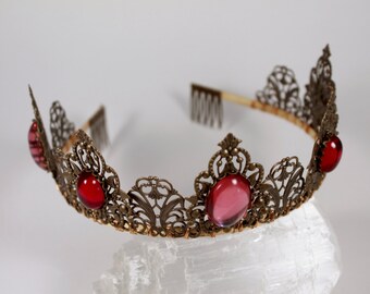 Renaissance personnalisé Couronne Tudor diadème Couronne médiévale Tiara Phoenix Gold Antique jeu des trônes Tudor filigrane