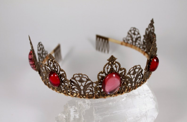 CUSTOM Renaissance Crown Tudor Tiara Medieval Crown Tiara Antique Gold Phoenix Game of Thrones Tudor Filigree image 1