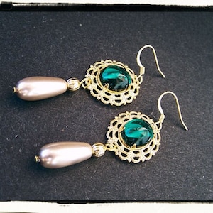 CUSTOM Lush Tudor Earrings - Anne Boleyn Costume Jewelry, Renaissance Medieval, The Tudors, Queen Princess Cosplay