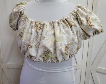 Kleines Crop Länge Baumwolle Chemise, Renaissance Kostüm Hemd Bluse, Mittelalterliches Bauernhemd, Piraten Dirne Barmaid Kostüm, SH6
