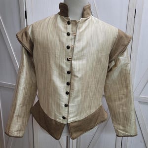 Size XL Chest 44&quot; Ivory Gold and Brown Tudor Doublet, The Tudors King Henry, Renaissance Medieval Mens Costume,  Lords  Outlander D18