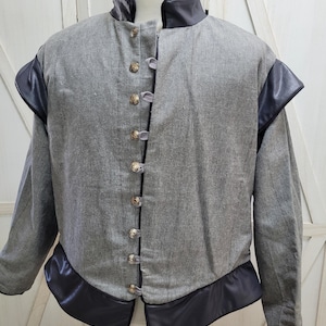 Chest 48&quot; Grey Cotton Tudor Doublet, The Tudors King Henry, Renaissance Medieval Mens Costume,  Lords Doublet  Outlander D26