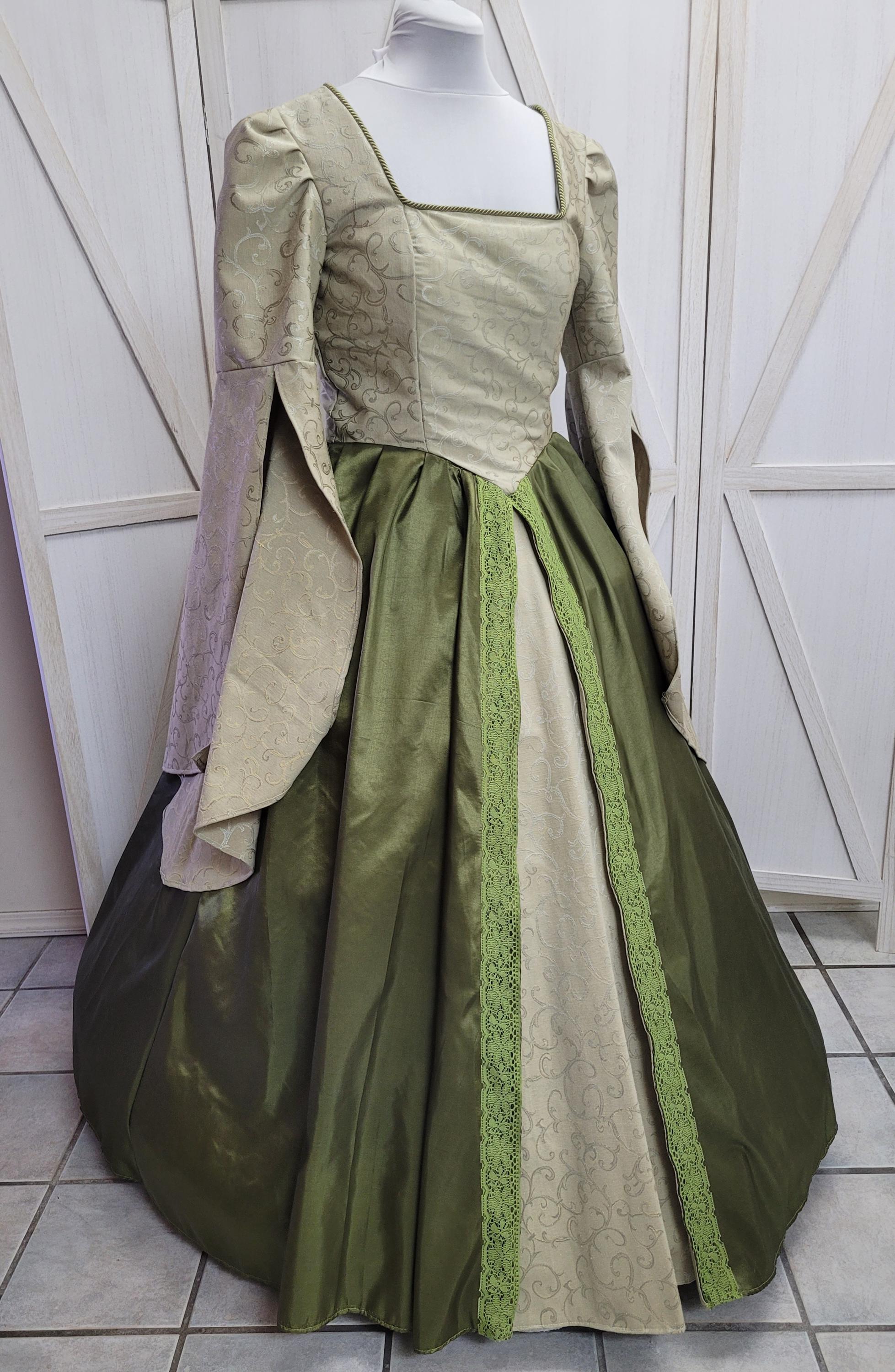 Bust 42" Olive Green Tudor Anne Boleyn Dress Gown, Medieval Costume, Regina  OUAT Evil Queen Costume, the Tudors #44 - Etsy