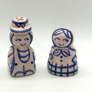 Vintage Hand-Painted Ceramic Salt & Pepper Shakers Boy and Girl