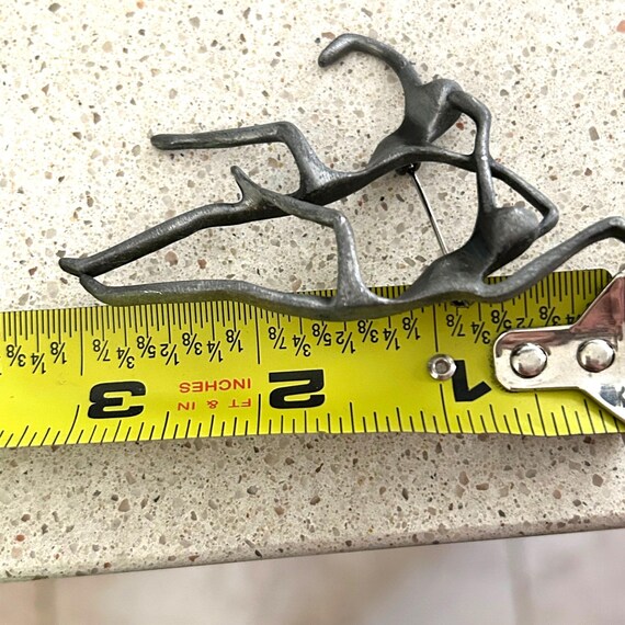 Modern Dancers Brooch darkened Silver-tone Metal … - image 10