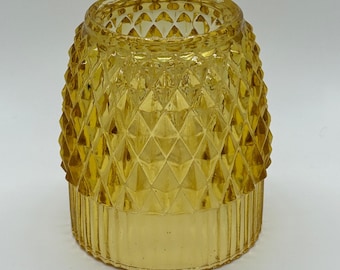 Vintage Amber Glass Diamond Point Fairy Lamp Shade Dome - Replacement Top Only