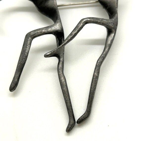 Modern Dancers Brooch darkened Silver-tone Metal … - image 3