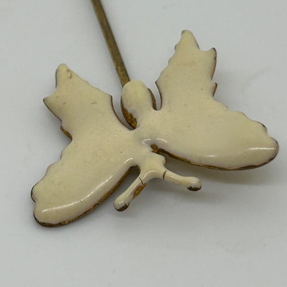 Miriam Haskell White Enamel Butterfly Stick Pin V… - image 5