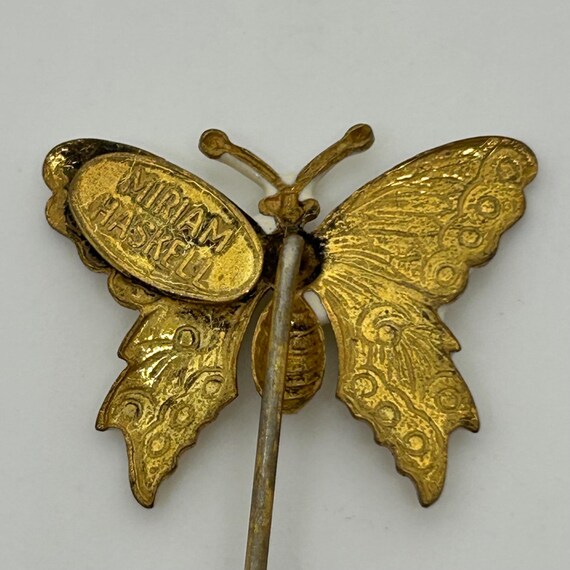 Miriam Haskell White Enamel Butterfly Stick Pin V… - image 6