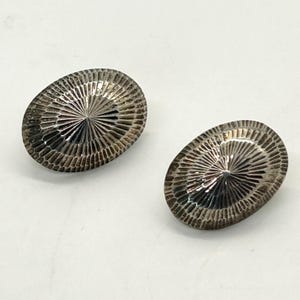 Vintage Sterling Silver Pierced Earrings Oval Textured 925 Stamped 5.7 grams