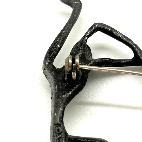 Modern Dancers Brooch darkened Silver-tone Metal … - image 5