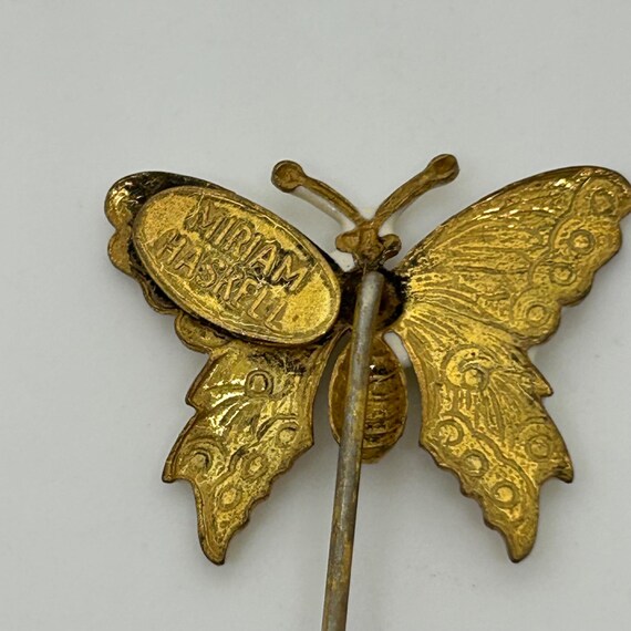 Miriam Haskell White Enamel Butterfly Stick Pin V… - image 7