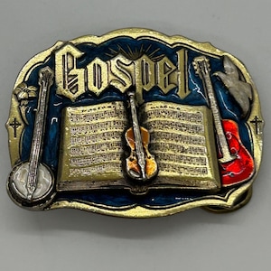 1985 Gospel Belt Buckle By The Great American Buckle Co. Vintage Music Design