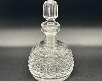 Vintage Glass Perfume Bottle Glass Stopper Dauber Diamond Pattern Vanity Decor