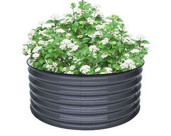 Round Raised Garden Bed | 42" Recycled Metal Planter