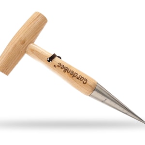 Stainless Steel Garden Dibbler | Wooden Handle, Planting Tool