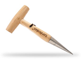 Stainless Steel Garden Dibbler | Wooden Handle, Planting Tool