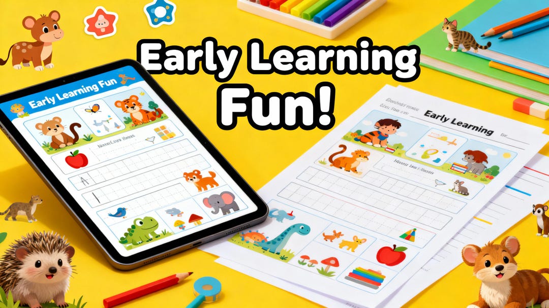 Learning Pack for Preschool & Kindergarten - Illustrated Worksheets for ...