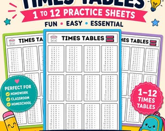 Tables de multiplication de 1 à 12 | Exercices de multiplication | Fiches de maths à imprimer (PDF)