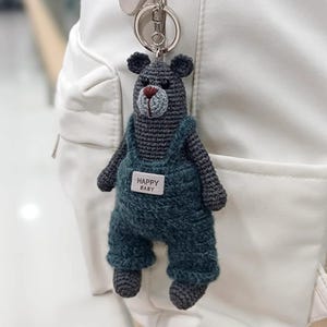 Vintage Bär handgewebtes Häkelgarn Puppenrucksack Puppenanhänger Schmuck Paar Puppengeschenk