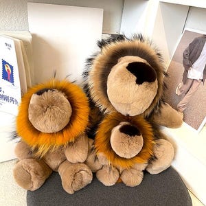 Reine Handarbeit Rex Kaninchenfell kleine Löwe Tasche Schlüsselanhänger Anhänger Puppe hoher Qualität Paar Geschenk Anhänger Puppe niedlich