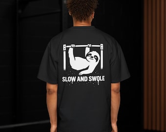 Camiseta de gimnasio con estampado de perezoso: Lento y musculoso, ropa divertida para entrenar