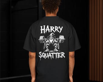 Camiseta de gimnasio Harry Squatter – Ropa divertida de mago para levantamiento de pesas