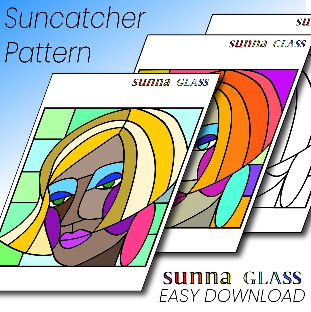 Face Suncatcher Pattern Downloadable PDF Stained Glass Etsy